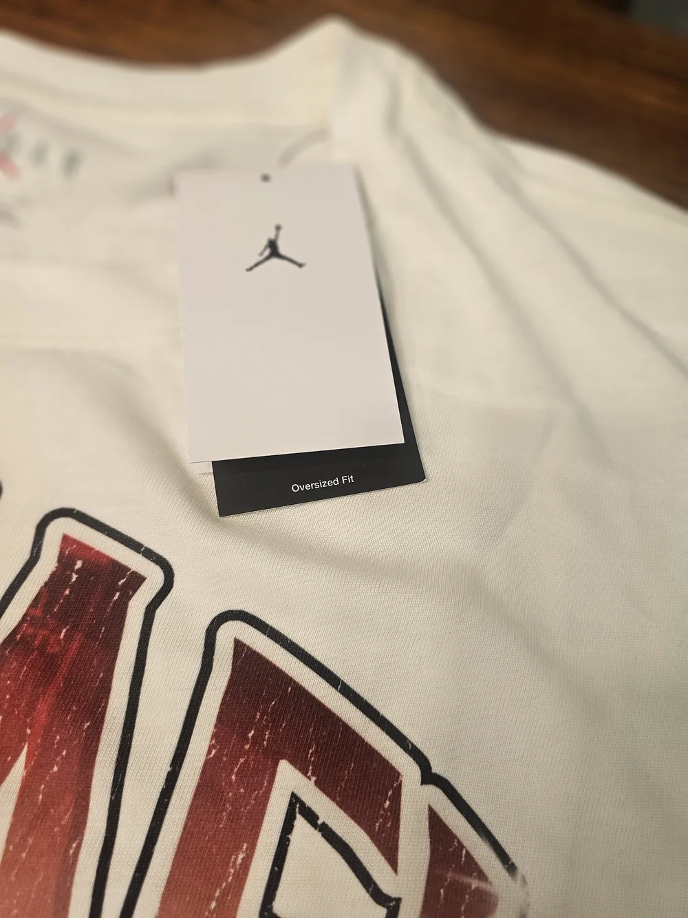 Jordan White Tee with Red and Black Graphic